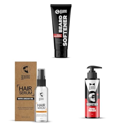 Image of BEARDO Beard Softner & Hair Serum, 50 ml & Godfather Beard Wash for Men, 100 ml