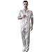 Men's Silky Satin Pajama Set Short Sleeve Classic Sleepwear Button Down Loungewear with Long Pants（White duck-Xl）