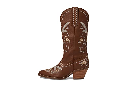 Image of Dingo Womens Full Bloom Floral Round Toe Casual Boots Knee High Mid Heel 2-3 inch