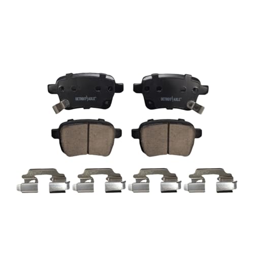 Image of Detroit Axle - Brake Pads for Fiat 2014-2020 500L Ceramic Brake Pads with Hardware 2015 2016 2017 2018 2019 Front and Rear Replacement