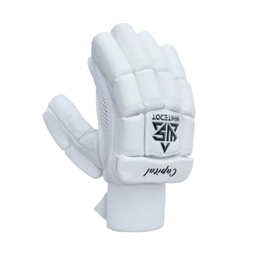 Image of Whitedot Capital Cricket Batting Gloves||Suitable for Mens|Adult|Large Left Hand||White | Left Hand Perfect for Men /Large Left-Handed Players, Comfort for Professional Play, Lightweight |