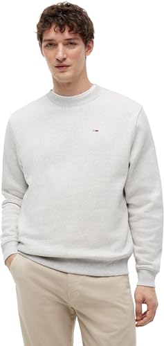 Tommy Jeans TJM Reg S Flag Crew Dm0dm20741 Sudadera de Cuello Redondo Hombre, Grey (Silver Grey Heather), L