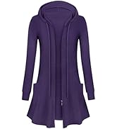 Cucuchy Style Womens Long Hoodies Casual Zip Up Tunic Sweatshirt Open Front Cardigan