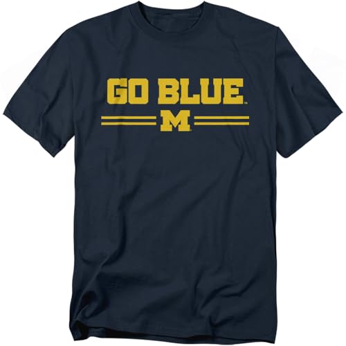 LOGOVISION University of Michigan Go Blue Lines Unisex Adult T Shirt Navy X-Large