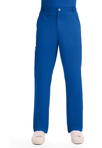 Cherokee Mens Scrub Pants with Cargo Pockets, Two-Way Stretch Modern fit Button Closure with Inside Drawstring Pants - WW140, XL, Royal
