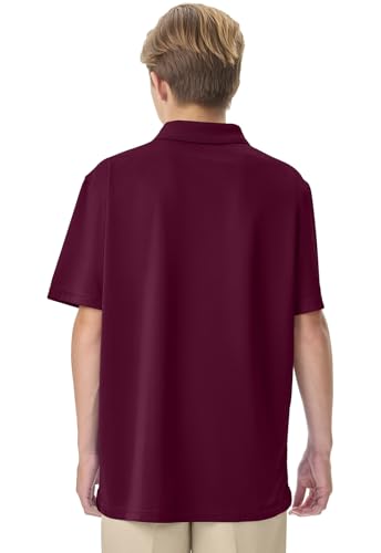 Classroom School Uniforms Unisex Polo T-Shirts with Moisture Wicking & Ribbed Collar CR860Y, M, Burgundy2