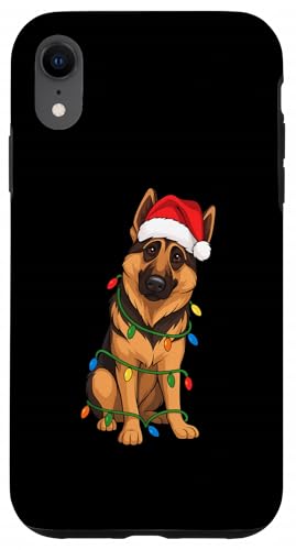 ジャーマンシェパード クリスマスツリーライト ホリデー犬愛好家 スマホケース iPhone XR 用