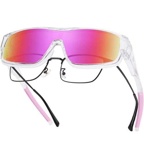 DUCO Sports Polarized Fit Over Sunglasses for Men Women Wrap Around Wear Over Glasses for Cycling Fishing