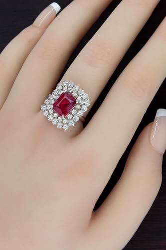 Image of Rings for Women Rhodium Plated Ruby Adjustable American Diamond Crystal Ring For Anniversary, Birthday, Cocktail For Women and Girls
