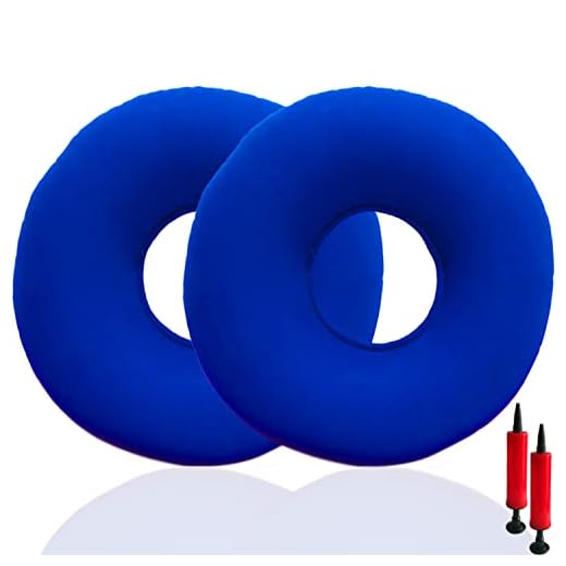 2 Pack Donut Pillow for Tailbone Pain, Inflatable Donut Cushion Seat with A Pump, Hemorrhoid Seat Cushion, Round Wheelchairs Seat Cushion for Home, Car or Office Chair (15" Blue)