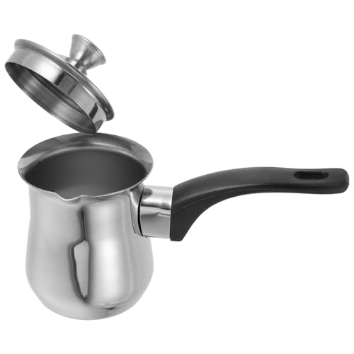 jojofuny Cafetera Turca de Acero Inoxidable 180 Ml con Tapa Cacerola Pequeña para Espumar Leche Olla para Estufa Multifuncional Adecuado para Preparar Café Té y Bebidas Calientes Casa o