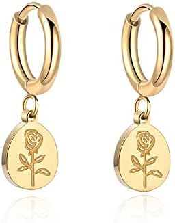 QIAMNI Rose Flower Stainless Steel Earrings Studs for Women Teen Girls Hypoallergenic Earrings Birthday Gift Dainty Jewelry