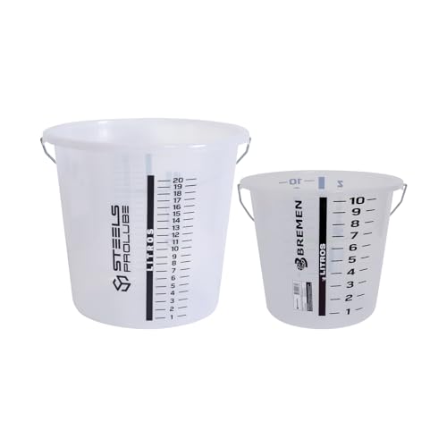 10L and 20L Measuring Bucket with Handle | Multipurpose Large Container, Heat & Chemical Resistant (-40°C to 200°C) for Industrial and Home Use（2 Pack）