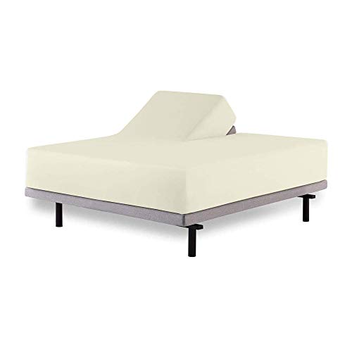 Bettwäsche-Set für King-Size-Betten für verstellbare Betten, halb geteiltes King-Size-Bettwäsche-Set für verstellbare Betten, tiefe Taschen, 100 % Baumwolle (halb geteilt), elfenbeinfarben Cover