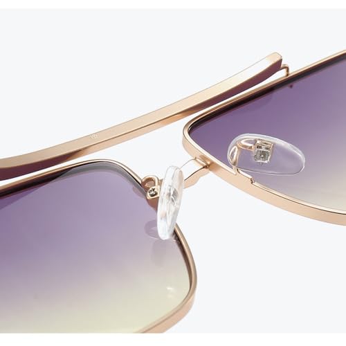 Lunettes de soleil carrées monture métal dégradé rétro finition premium