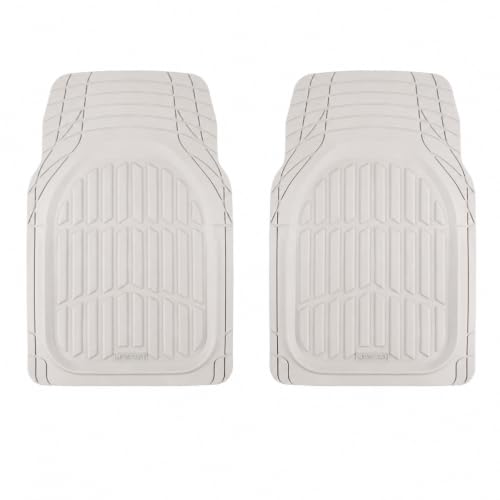 Image of MotorTrend FlexTough White Car Floor Mats Rubber All Weather Automotive 2pc