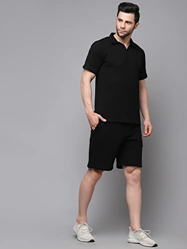 Image of Rigo Cotton Blend Waffle Knit Self Textured Co-Ord Set For Men's|Night Suit Set|Lounge-Wear Pajama Set|Night Wear, Beach Wear, Vacation Wear