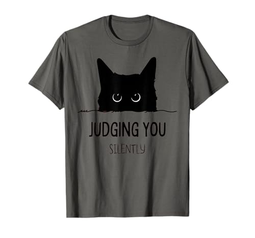 Cat Judging You Silently Funny Black Cat Mom Dad T-Shirt