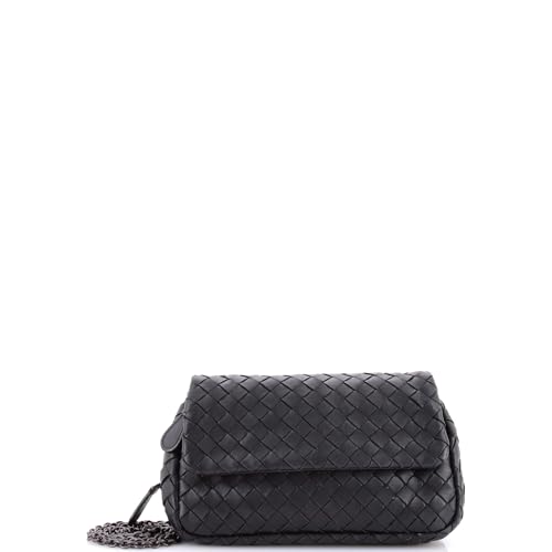 Bottega Veneta, Pre-Loved Expandable Chain Crossbody Bag Intrecciato Nappa Small, Black