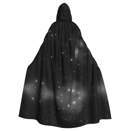 POEZJZW Disfraz de capa con capucha con patrón de galaxia en blanco y negro para adultos, hombres y mujeres, disfraz de Navidad, disfraz de cosplay