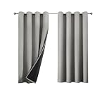 NAKIHOUSE Blackout Curtains for Bedroom, 2 Panels Thermal Insulated Eyelet Light Grey Curtains for Window Living Room/Kitchen, Soft Black Out Curtain 37 x 54 Inch
