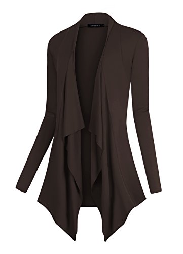 Image of Urban CoCo Women's Drape Front Open Cardigan Long Sleeve Irregular Hem