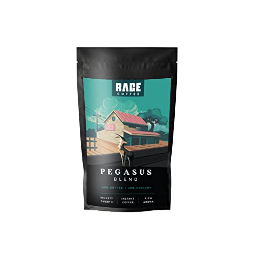 Image of Rage Coffee Pegasus Blend | Instant Coffee | Strong and Delicious | 60% Coffee, 40% Chicory | Velvety Smooth | 200gms Instant Coffee Pouch | Hot or Cold Coffee
