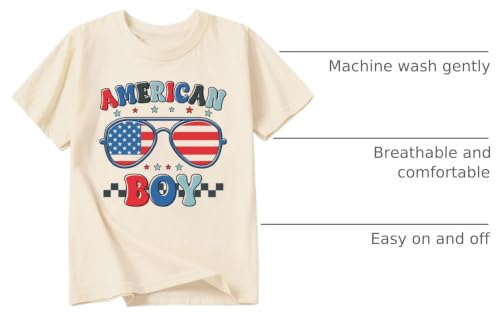 Image of Kid 4th of July T-Shirts Boys Girls American Flag Shirt Patriotic Top Short Sleeve Tees 2-12 Years