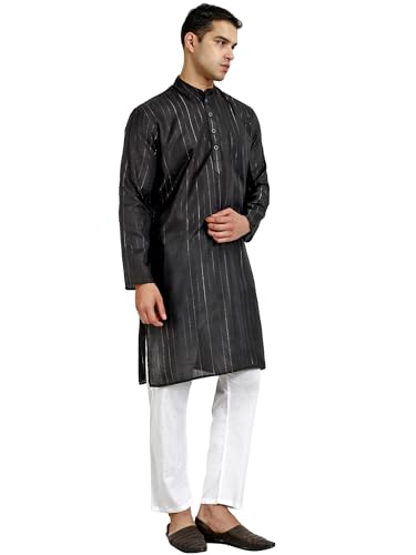 Men's Cotton Blend Stripe Kurta Pajama Set4