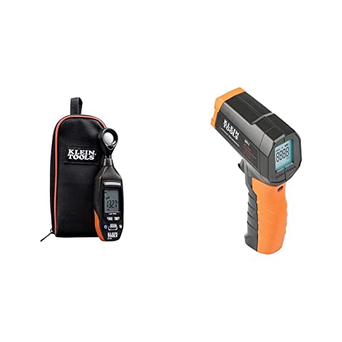 Klein Tools ET130 Digital Light Meter & IR1 Infrared Thermometer, Digital Laser Gun is Non-Contact Thermometer with a Temperature Range -4 to 752-Degree Fahrenheit