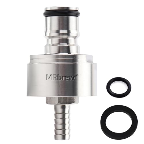 MRbrew Stainless Steel Carbonation Cap, Ball Lock Keg Post 5/16'' Beer Line Nipple Barb & CO2 Coupling for Soda Drink, PET Bottles Counter Pressure Bottle Filling Cap with Gasket & O-Rings