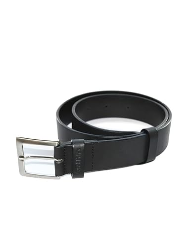 Casa das Peles - Cinturón de Hombre - Cuero - 130 x 4 cm - Negro - Piel Auténtica - Cierre con Hebilla - Trabilla de Metal - Estilo Sencillo y Moderno Cover