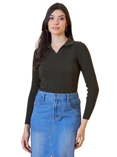 Image of 98 Degree North Women Spread Collar Sweater-G1577-BLACK