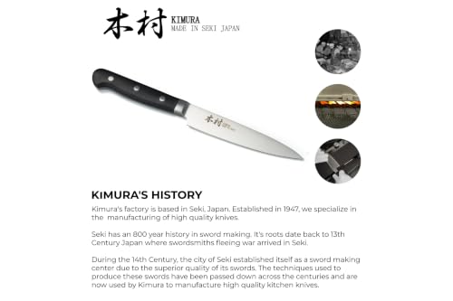 Image of Kimura Utility Knife, [Made in Japan], 5 inch Professional Chef Knife, Ultra Sharp High Carbon Molybdenum Stainless Steel Kitchen Knives, Chefs Knives with Ergonomic Handle - Japanese Utility