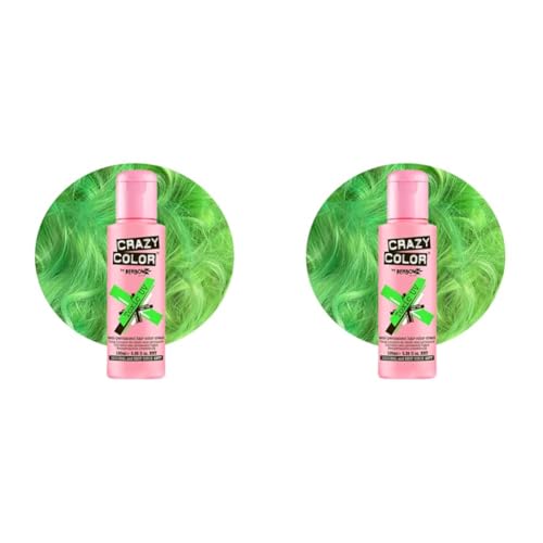 Vibrant Toxic UV Semi-Permanent Hair Dye. Highly Pigmented Neon Green Conditioning & Oil Nourishing Vegan Formula | No Bleach or Ammonia | 100ml (Pack of 2)