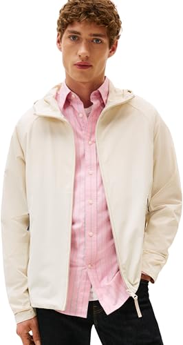 Tommy Hilfiger Herren Übergangsjacke Hooded mit Kapuze, Elfenbein (Newsprint), L – Ansicht 1