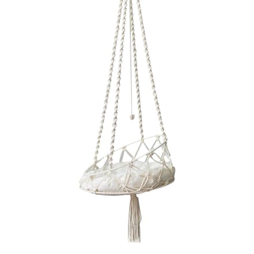 Hängematte Katze - Hängendes Katzenschlafbett Mit Haken Und Abnehmbarem Kissen - Boho Makramee Katzenschaukel Hängematte Für Garten, Terrasse,...