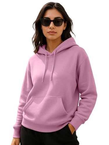 Image of JUNEBERRY Cotton Spun Casual Solid Full Sleeves Women Stylish Hooded Neck Regular Fit Hoodie for Winter