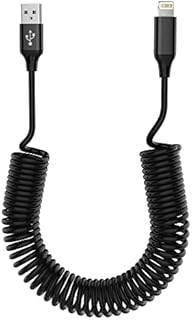 Coiled iPhone Cable for Apple CarPlay, Short iPhone Charger Cable with MFi, USB to Lightning Cable Short 1m 2.4A 480Mbps for Pad/Pod/iPhone12