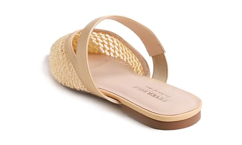 FEVERSOLE Pointed Toe Casual Slingback Flat Mules Women's Fashion Buckle Strap Slide Summer Slippers4