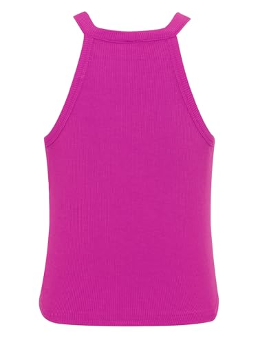 Jhaoyu Girls Camera-Ready Crop Ribbed Halter Vest Top Solid Color Sleeveless Style for Beach Resorts Weekend Photoshoot4