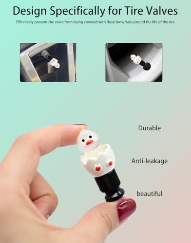 4-Pack Handmade White Eggshell Duck Valve Stem Caps for Schrader Valves, Cute & Playful Car and Bike Accessory, Fun Tire Decoration, Unique Gift for Car Enthusiasts