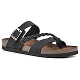 WHITE MOUNTAIN Shoes Hazy Footbed Sandal, Black/Nubuck, 8 M