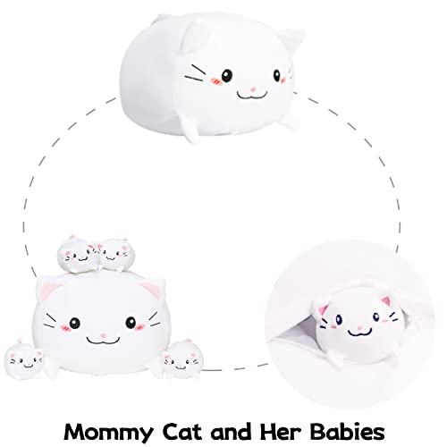 Sqeqe Cute Cat Plush Toy With 4 Baby Plush Kitties In Her Tummy, Stuffed Cotton Plush Animal Toy Gift For Kids #TOP4