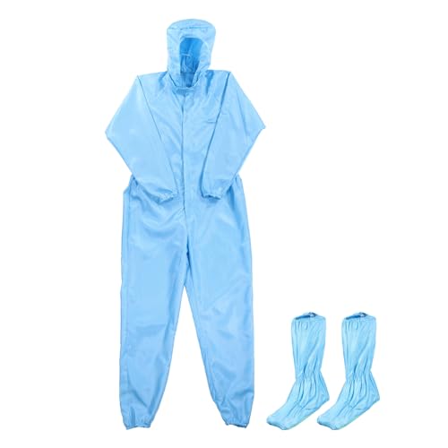 Image of MECCANIXITY ESD Lab Coat Anti Static Clothing Science One Piece Clothes Elastic Cuff with Hat Hood Uniform Work for Men Women