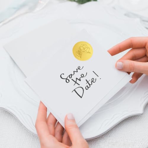 Anwyll Envelope Seals Stickers,Gold Embossed Wax Seal Sticker Looking,300Pcs Wedding Envelope Stickers,Self-Adhesive Gold Foil Stamps Plant Floral Sticker for Invitation Card Bridal Shower Party Favor