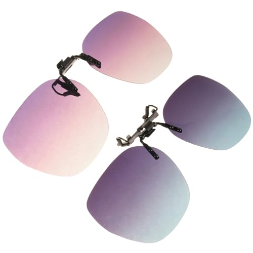 Milisten Gafas de Sol Polarizadas Clip sin Montura para Conducción Protección UV Diseño Abatible Gris Azul y Púrpura Rosa 2 Unidades Ideales para Exteriores y Viajes