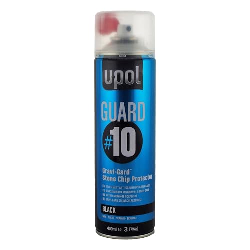 Image of U-POL GUARD/AL #10 Gravi-Gard Stone Chip Protector 450ml Aerosol Black Two Nozzles For Either Fine Or Coarse Finish Ideal For Body Panels & Engine Compartments