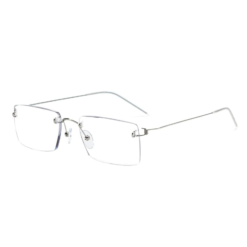 FREAZE HD Negocios Gafas Hombres Gafas De Lectura Sin Marco Anteojos De Lectura Gafas De Computadora Progresivo Multifocal Ligero Anteojos +3.0 (Color : Silver, Size : +1.5)