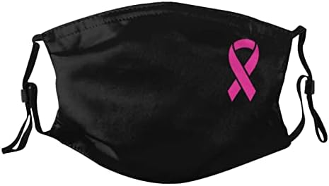Breast Cancer Awareness Face Mask Pink Ribbon Mask Reusable Washable Scarf Balaclava with 2 Filters